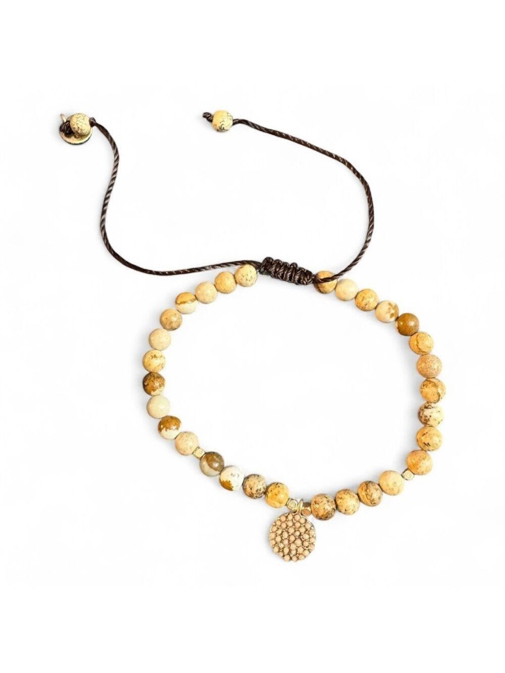 Marlyn Schiff Elegant Beaded Bracelet with Gold Charm NWOT